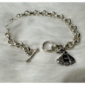 Sterling silver bee toggle bracelet